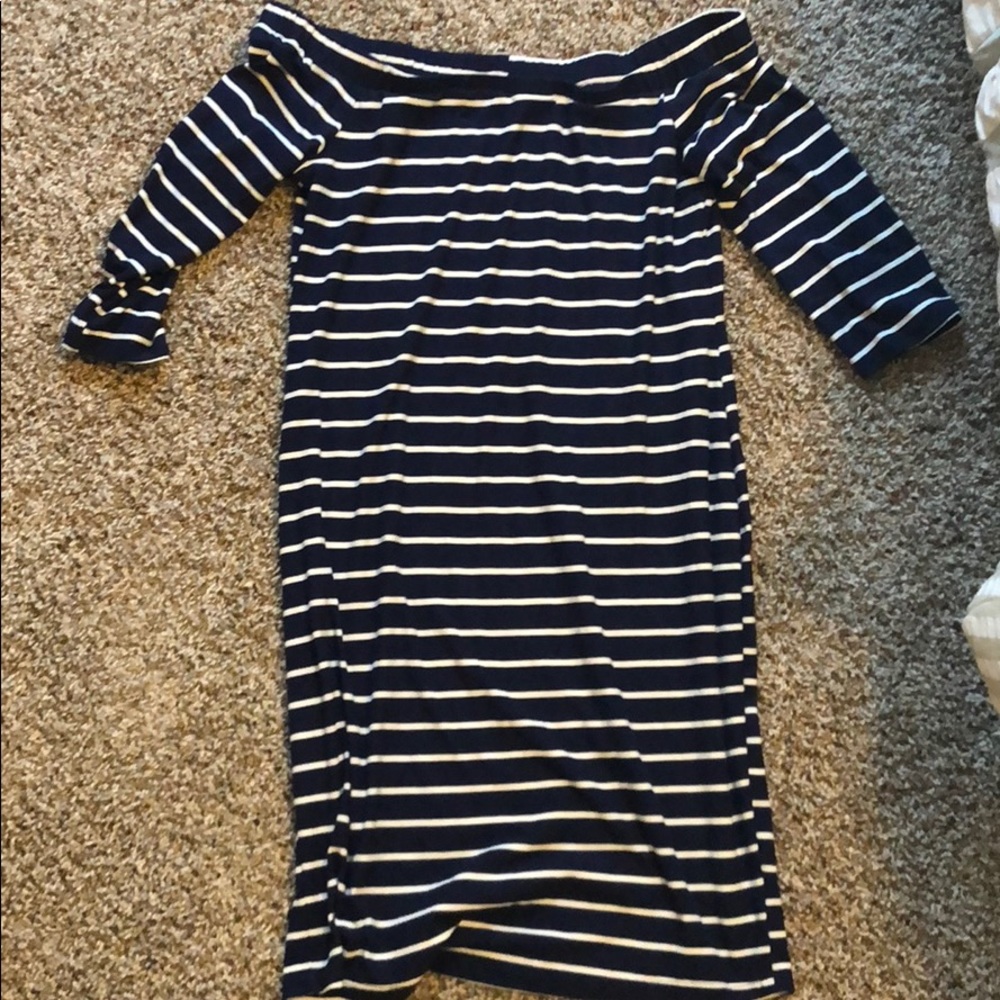 Cute blue striped maternity dress